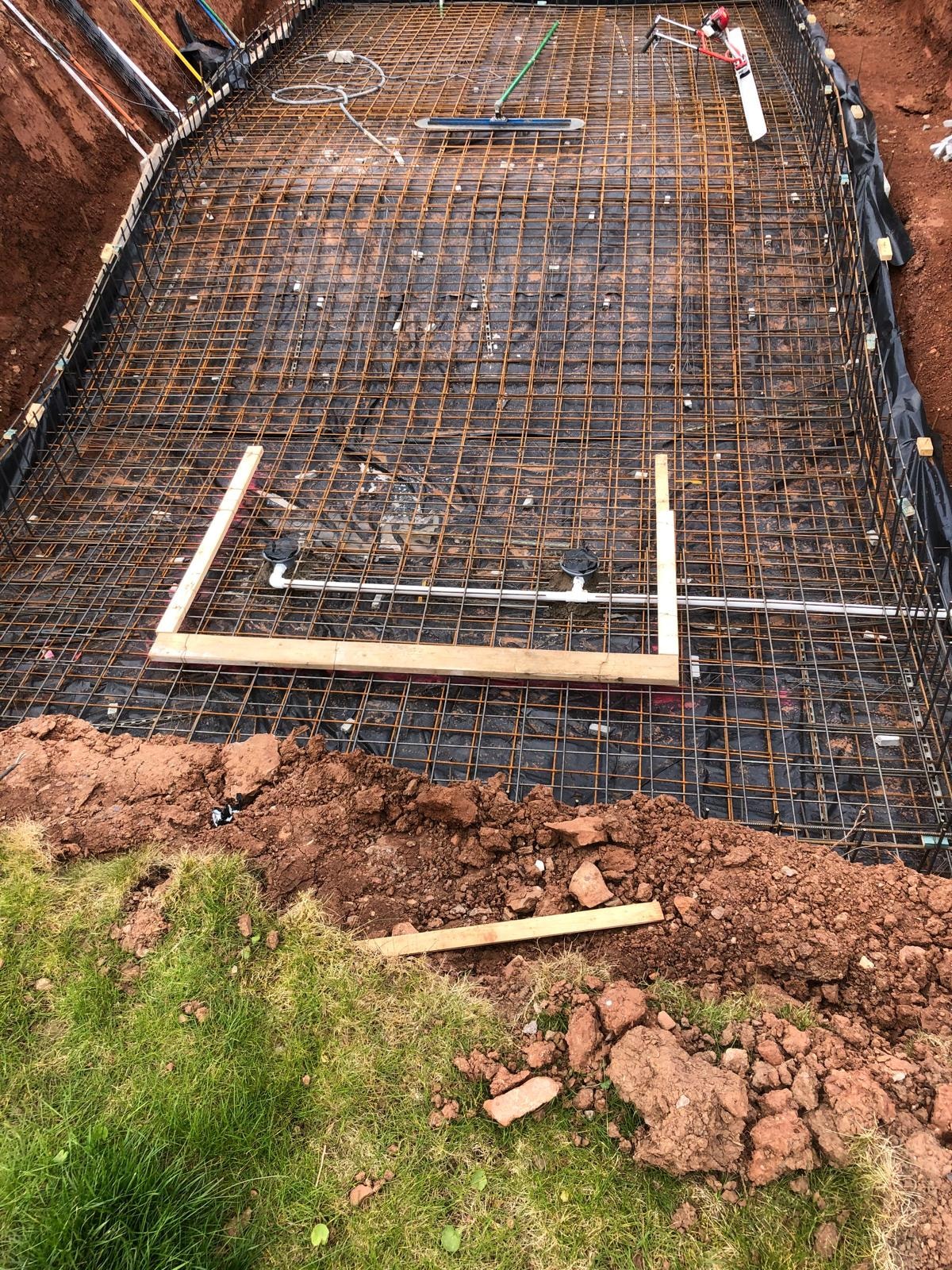 Swimming pool construction groundworks in progress