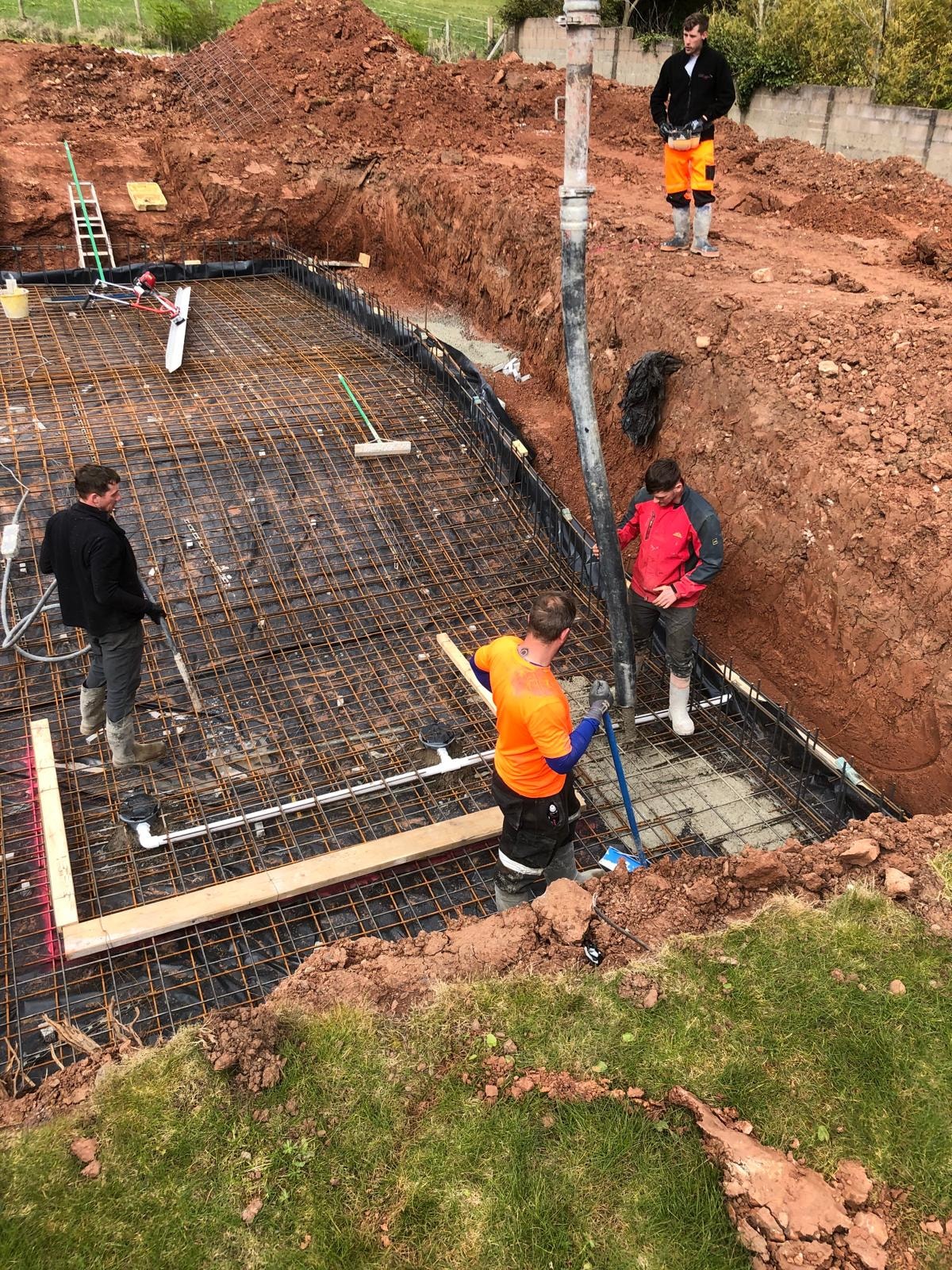 Swimming pool construction project progress