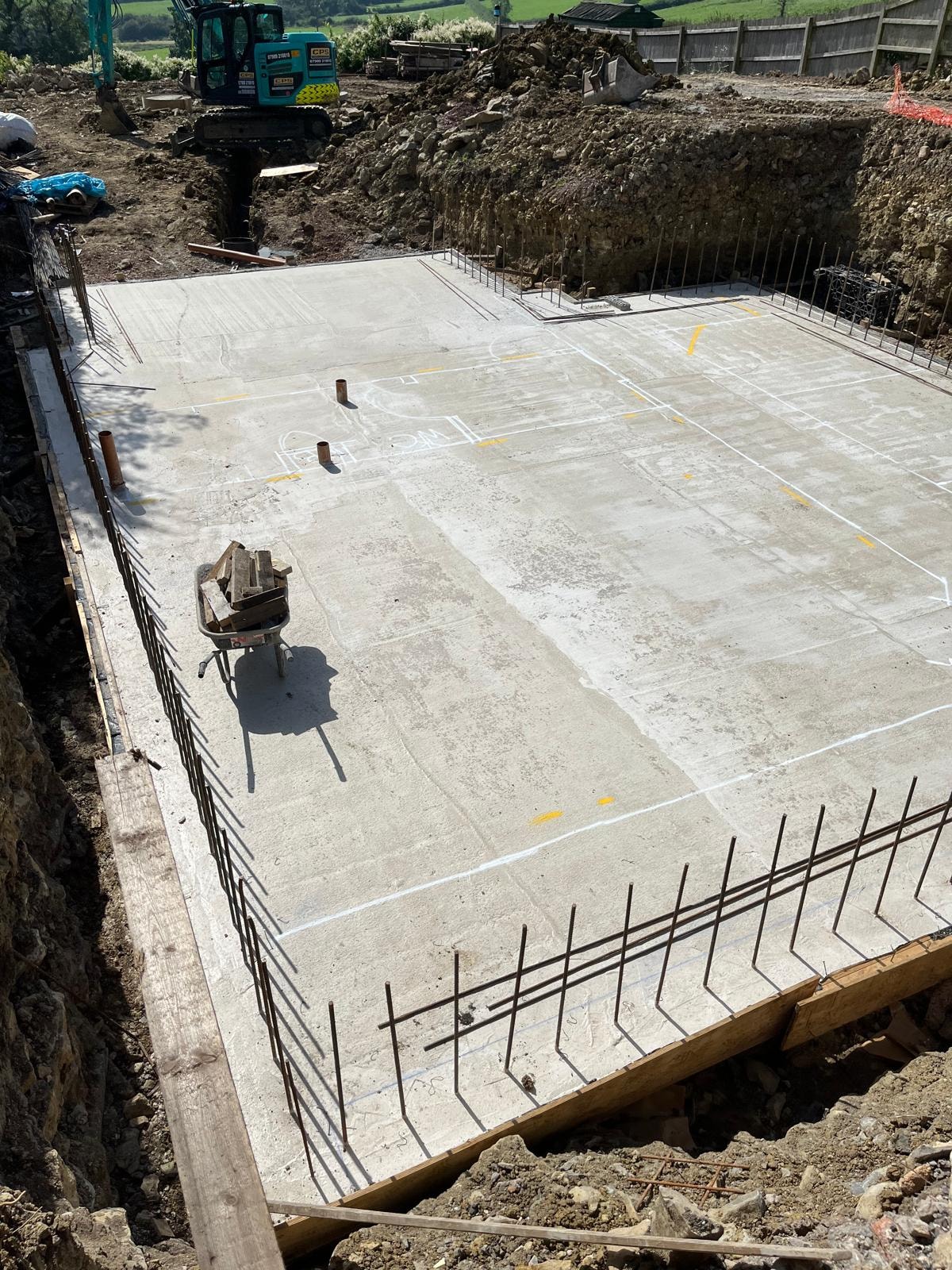 Concrete foundation work at a Cowbridge groundworks project