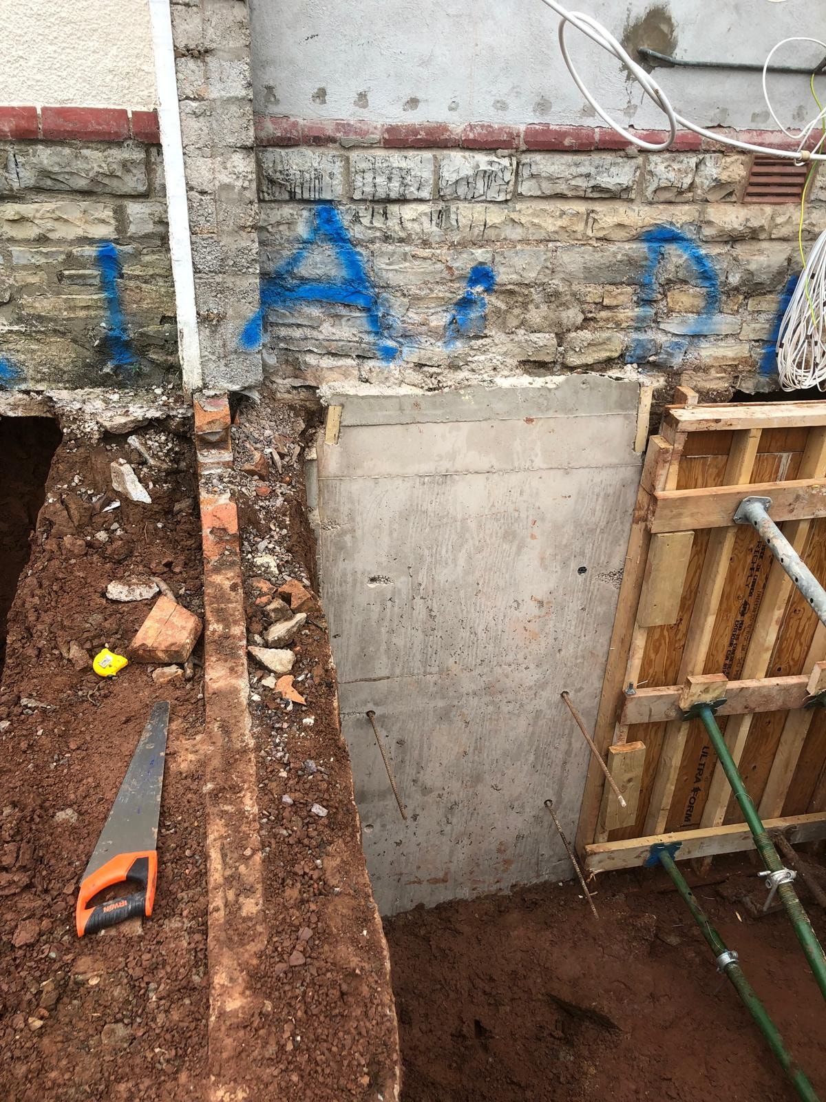 Foundation excavation for an underpinning project