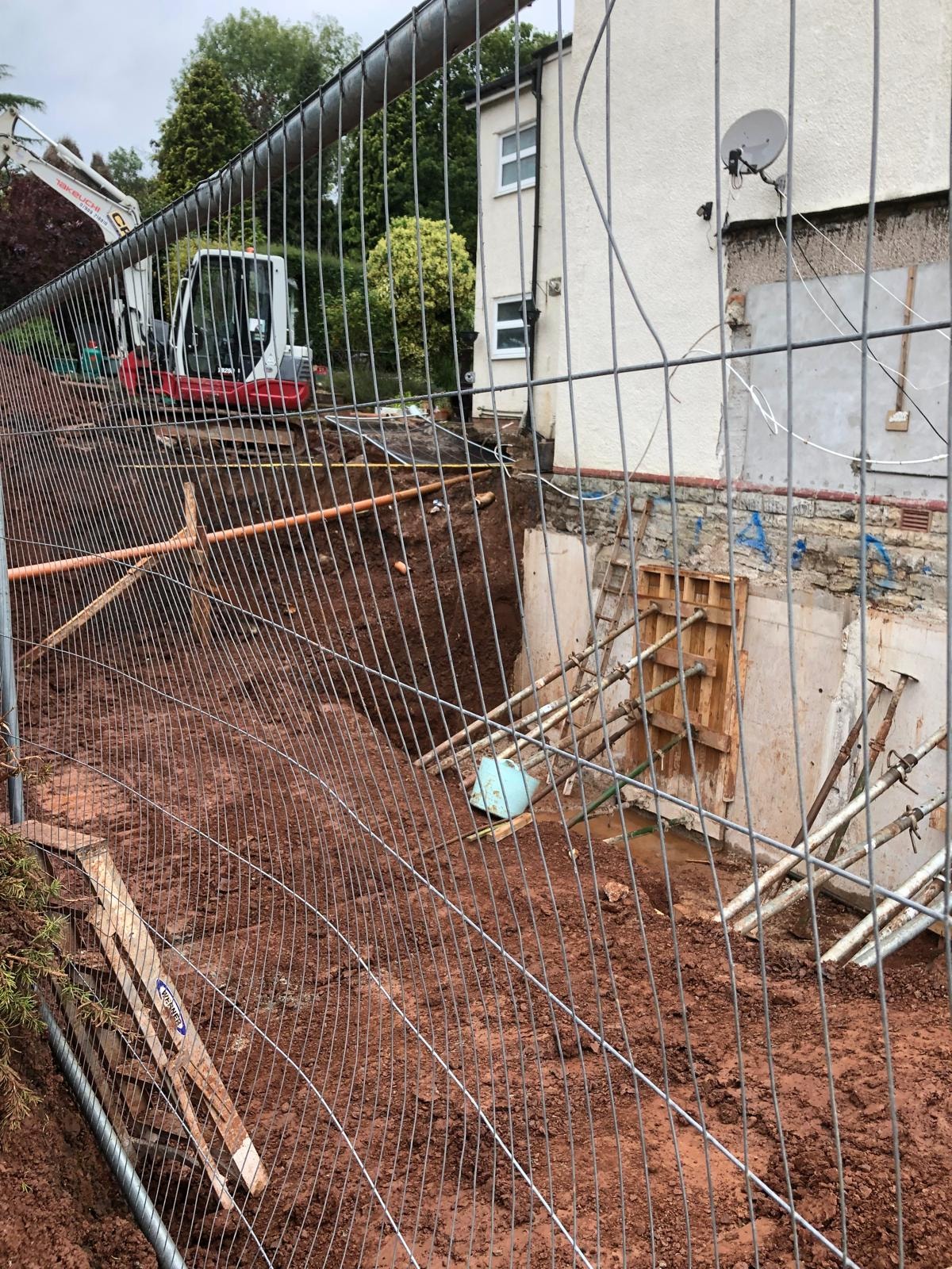 Excavation beside existing foundations for underpinning