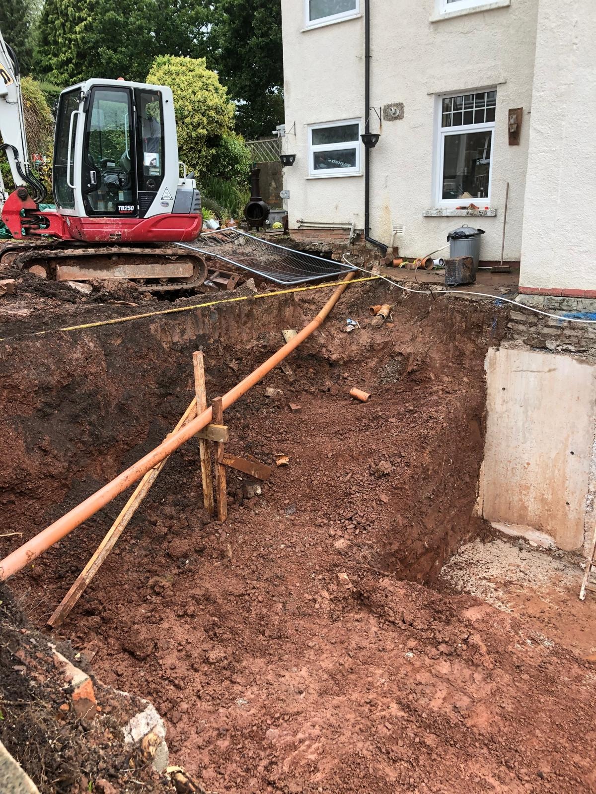 Groundworks progress during an underpinning project