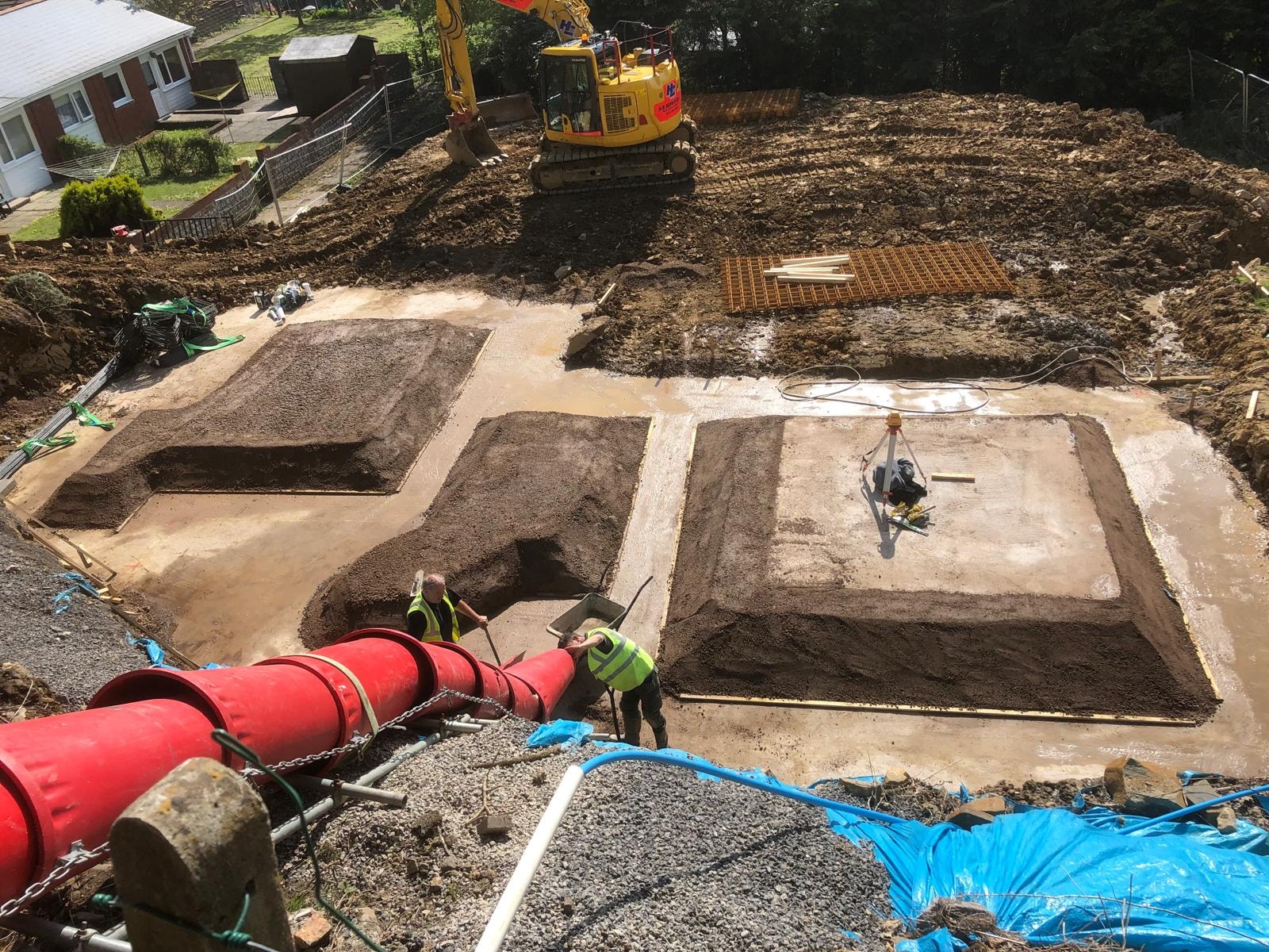 Concrete foundation preparation at a Tredegar groundworks project
