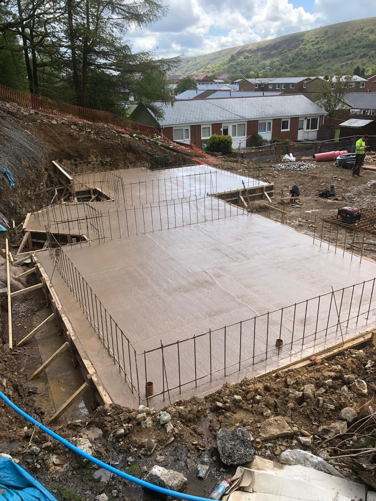 Foundation construction at a Tredegar groundworks project
